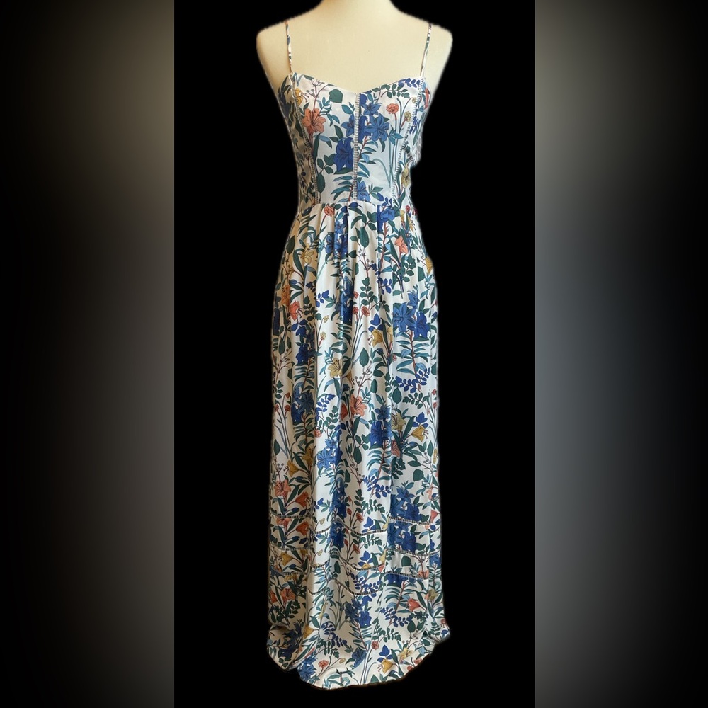 100% SILK PARKER Verona Maxi Dress in TULUM NEW With Tags Size Small